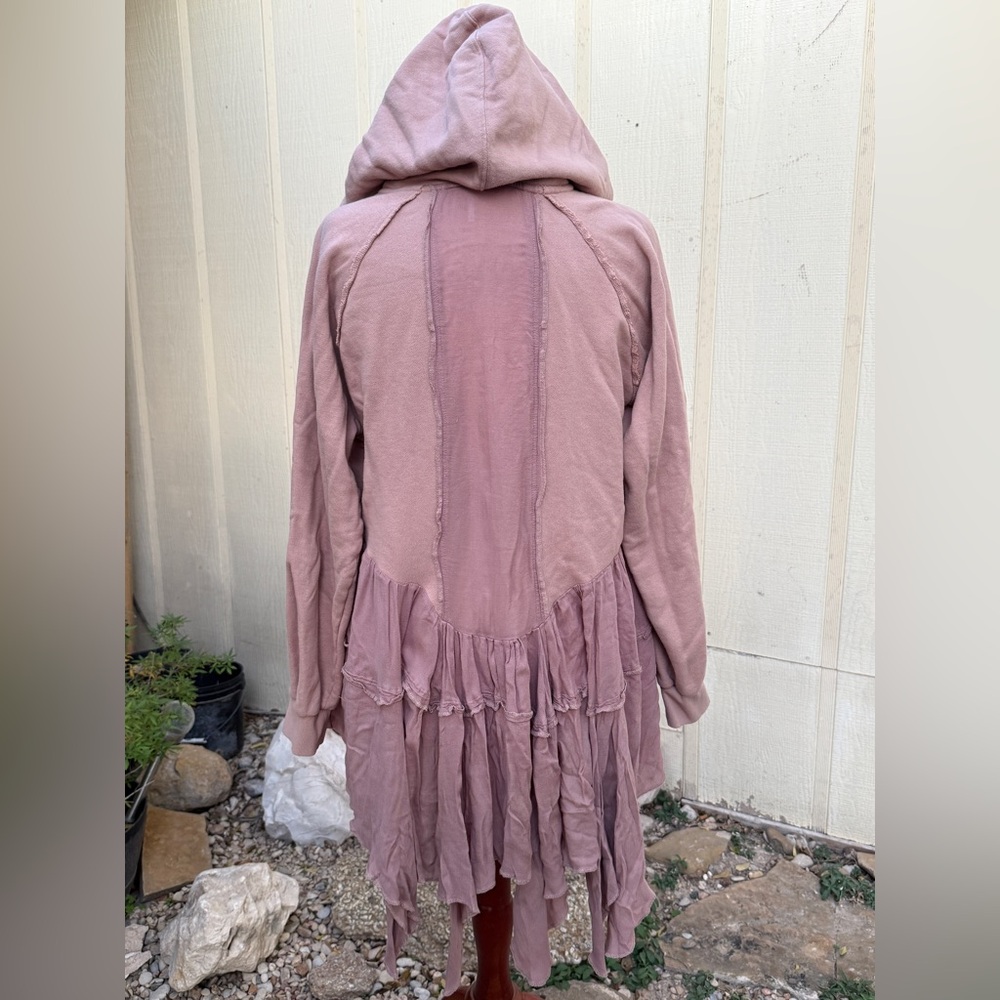 Free People Moon Dust Moondust Hoodie Zip Cardigan Tiered Boho Hood Cardi - Picture 4 of 7